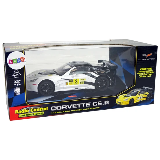 Lenktyninis sportinis automobilis R/C 1:18 Corvette C6.R baltas 2.4 G žibintai Radijo bangomis valdomi žaislai