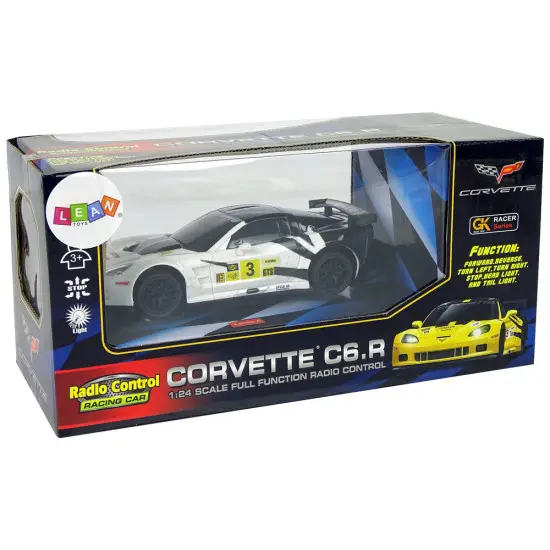 Sportinis automobilis R/C 1:24 Corvette C6.R baltoas 2.4 G žibintai Radijo bangomis valdomi žaislai