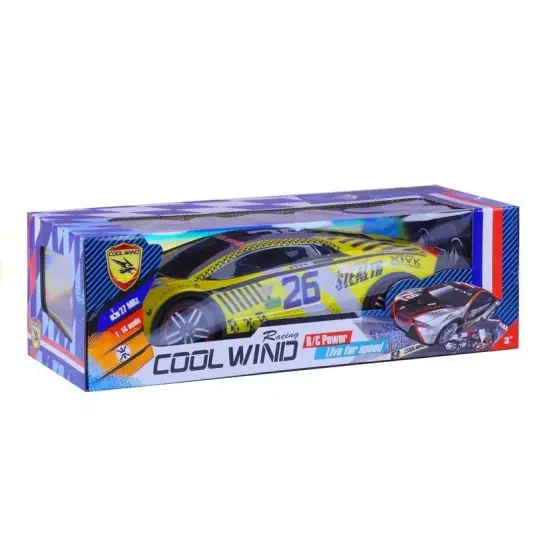 Nuotoliniu būdu valdomas sportinis automobilis R/C geltonas Radijo bangomis valdomi žaislai
