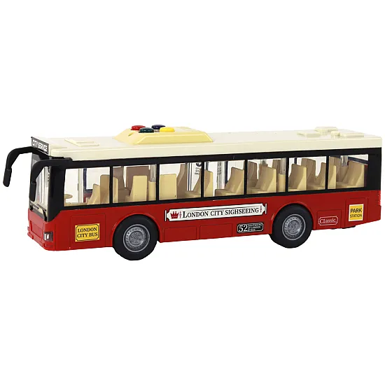 Raudonas autobusas su šviesų ir garso efektais Autobusai