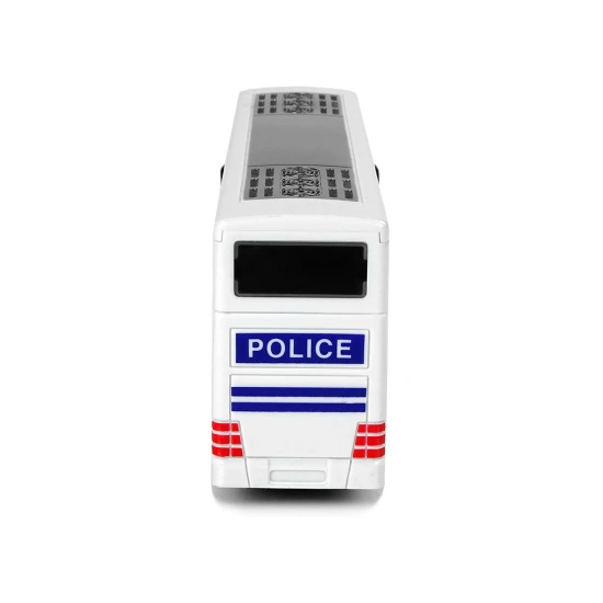 Baltas dviaukštis policijos autobusas Tarnybiniai automobiliai