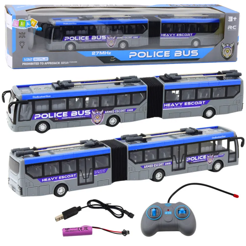Pilkas policijos autobusas valdomas pultu Tarnybiniai automobiliai