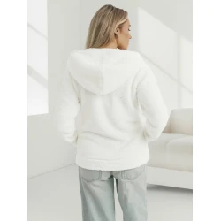 Moteriškas baltas džemperis su gobtuvu Mona