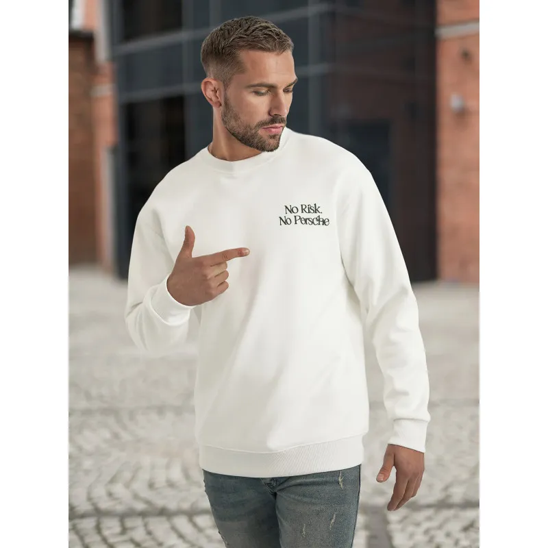 Męski biały sweter z kapturem Risk Bluzy z napisami