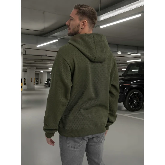 Vyriškas chaki džemperis su gobtuvu Carla Džemperiai su gobtuvu