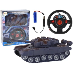 R/C tankas Nuotoliniu būdu valdomi žibintai garso Navy Blue 1:18 27MHz