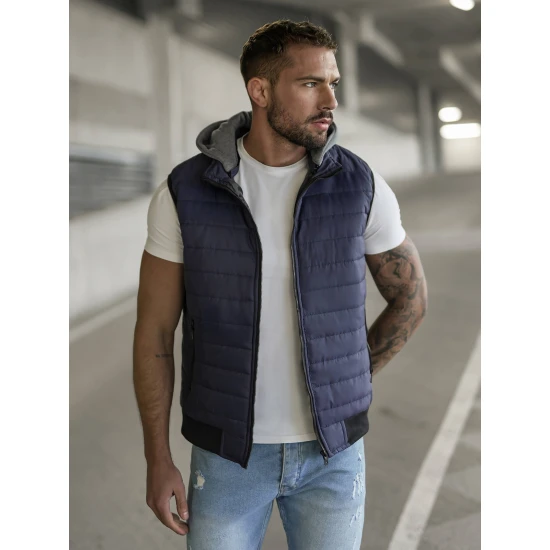 Tamsiai mėlyna liemenė su gobtuvu Naron Liemenės