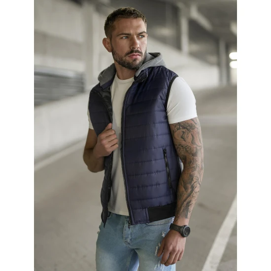 Tamsiai mėlyna liemenė su gobtuvu Naron Liemenės