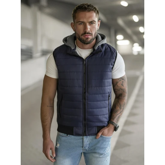 Tamsiai mėlyna liemenė su gobtuvu Naron Liemenės