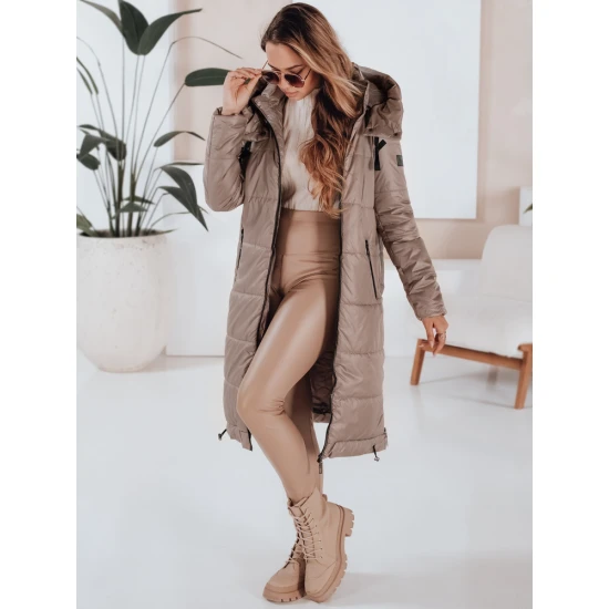 Moteriška ilga tamsiai rusvos spalvos striukė Orvit Moteriškos striukės