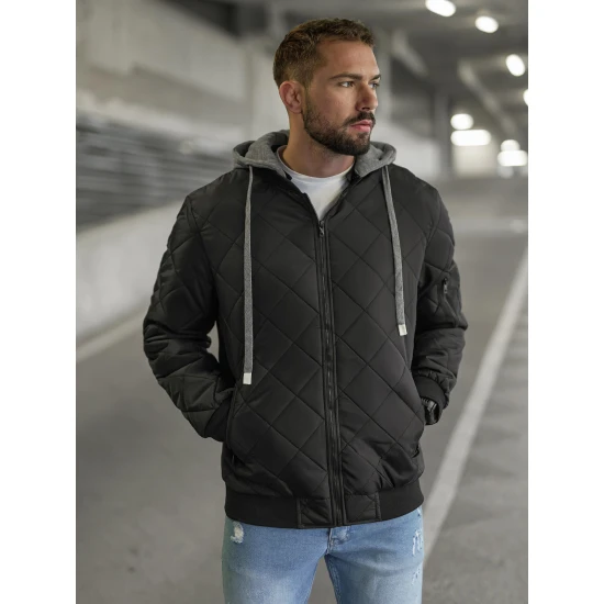 Juoda vyriška striukė su gobtuvu Lator JS/8M986/392