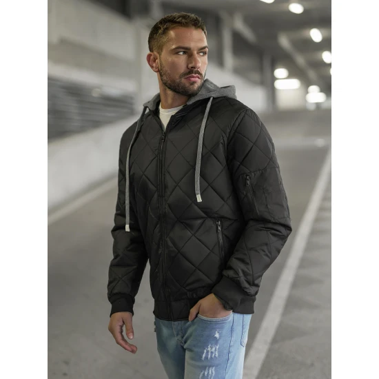 Juoda vyriška striukė su gobtuvu Lator JS/8M986/392