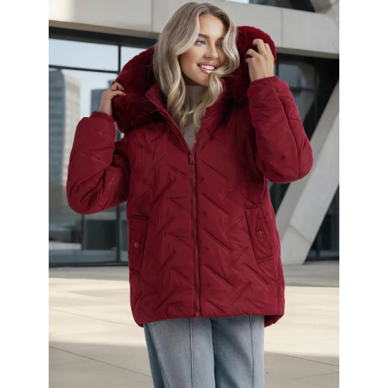 Moteriška bordo žieminė striukė su gobtuvu Levi Moteriškos striukės