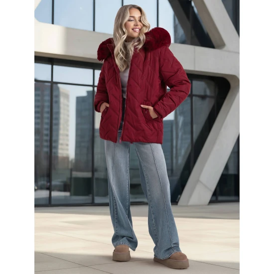 Moteriška bordo žieminė striukė su gobtuvu Levi Moteriškos striukės