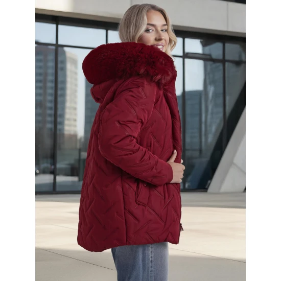 Moteriška bordo žieminė striukė su gobtuvu Levi Moteriškos striukės