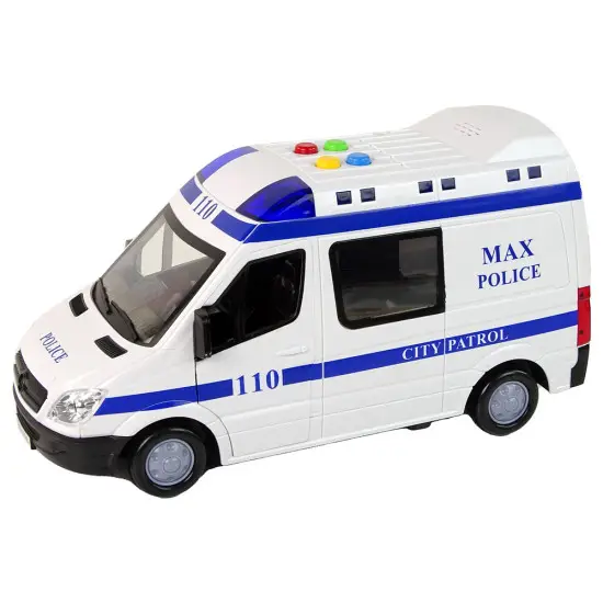Baltas policijos automobilis su garso ir šviesių efektu Tarnybiniai automobiliai
