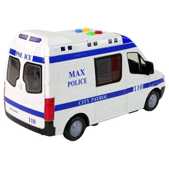 Baltas policijos automobilis su garso ir šviesių efektu Tarnybiniai automobiliai