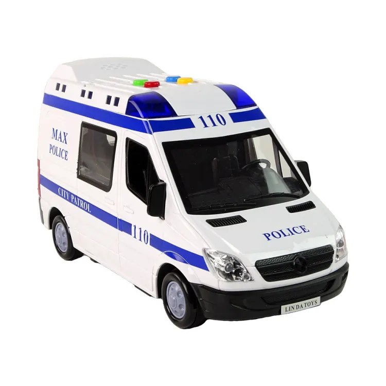 Baltas policijos automobilis su garso ir šviesių efektu Tarnybiniai automobiliai