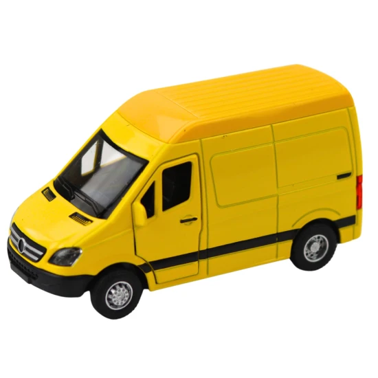 Geltonas pristatymo autobusas su šviesos ir garso efektu Autobusai