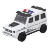Valkoinen poliisiauto, jossa on valo- ja äänitehoste Yrityksen autot