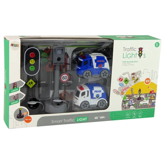 Automobilių rinkinys su šviesoforais ir kelio ženklais Automobilių rinkiniai