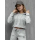 Moteriškas šviesiai pilkas džemperis su gobtuvu Sonia Džemperiai su gobtuvu