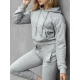 Moteriškas šviesiai pilkas džemperis su gobtuvu Sonia Džemperiai su gobtuvu