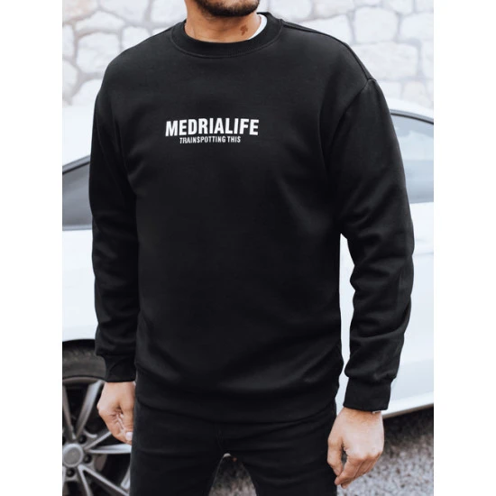 Vyriškas juodas džemperis Medrialife Džemperiai be gobtuvo