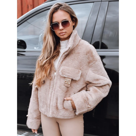 Moteriškas rusvas trumpas kailinis paltas Ariel Moteriškos striukės