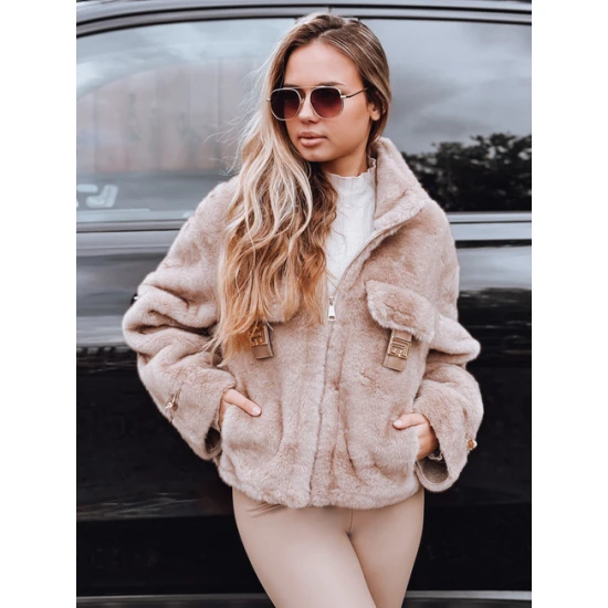 Moteriškas rusvas trumpas kailinis paltas Ariel Moteriškos striukės