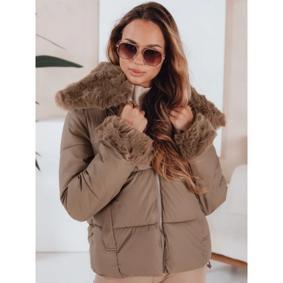 Moteriška ruda trumpa striukė su kailiu Flora Moteriškos striukės
