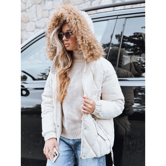 Moteriška balta žieminė striukė su gobtuvu Mari Moteriškos striukės