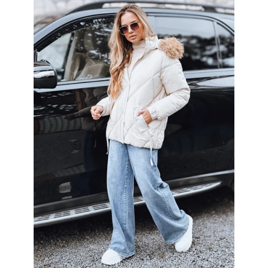 Moteriška balta žieminė striukė su gobtuvu Mari Moteriškos striukės