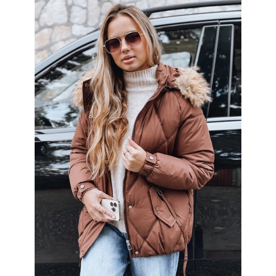 Moteriška ruda žieminė striukė su gobtuvu Mari Moteriškos striukės