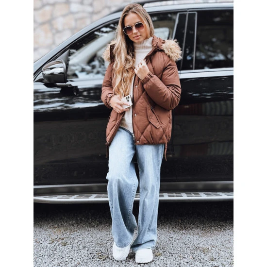 Moteriška ruda žieminė striukė su gobtuvu Mari Moteriškos striukės