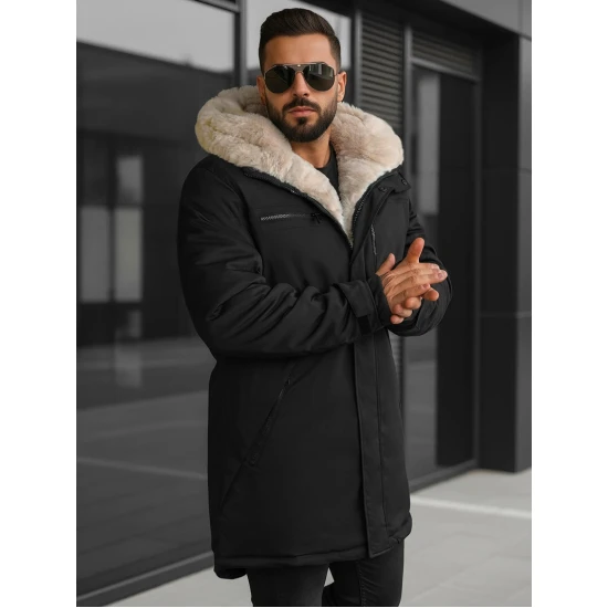 Vyriška juoda žieminė striukė su kailiu Eget JS/22M316/392