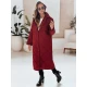 Moteriškas bordo dygsniuotas paltas Dify Moteriškos striukės