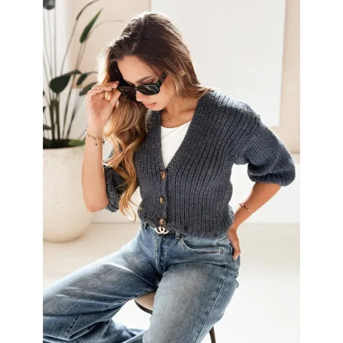 Women's blue knitted cardigan Lorel Women's sweaters