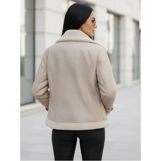 Moteriška rusva odinė striukė su kailiuku Elen JS/11Z8177