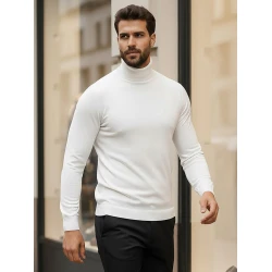 Vyriškas baltas megztinis aukštu kaklu Lenox