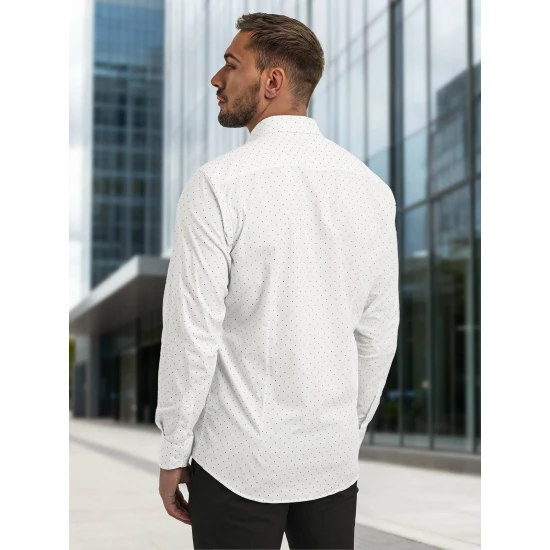 Vyriški balti taškuoti marškiniai Royal Marškiniai