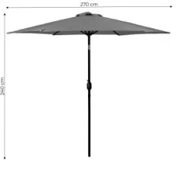 Didelis pilkas pakreipiamas sodo skėtis su rankenėle 270 cm MultiGarden