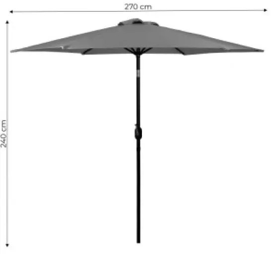Didelis pilkas pakreipiamas sodo skėtis su rankenėle 270 cm MultiGarden