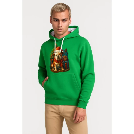 Žalias džemperis su gobtuvu Kalėdinis šuo