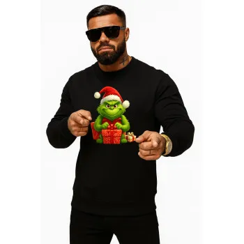 Black Grinch sweatshirt with gifts