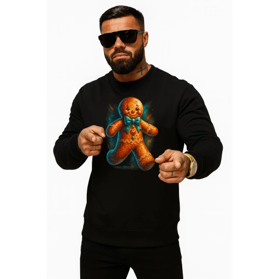 Juodas džemperis be gobtuvo Imbierinis sausainis