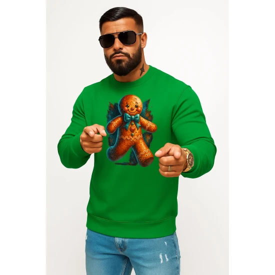 Žalias džemperis be gobtuvo Imbierinis sausainis