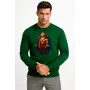 Dark green, hoodless, sporty Santa Claus sweater