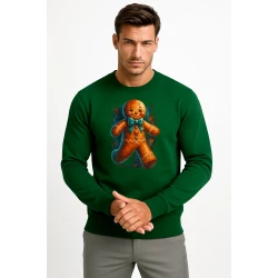 Tamsiai žalias džemperis be gobtuvo Imbierinis sausainis