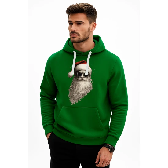 Tamsiai žalias džemperis su gobtuvu Santa